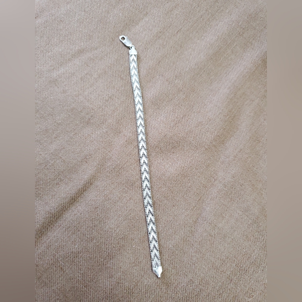 Italian Silver Chevron Bracelet 7.5